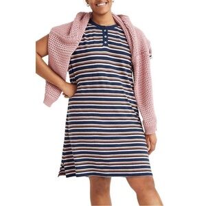 MADEWELL Striped Henley Tee Shirt Dress NWT Size XXS